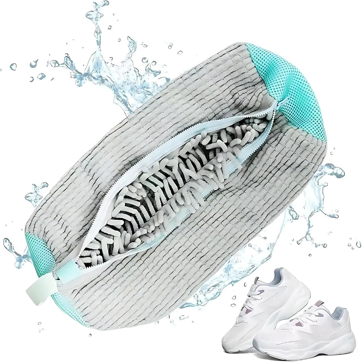 2PCS Shoe Washing Machine Bag, Reusable Shoe Cleaning Laundry Bag for Sneakers, Fits All Types & Sizes (Grey)