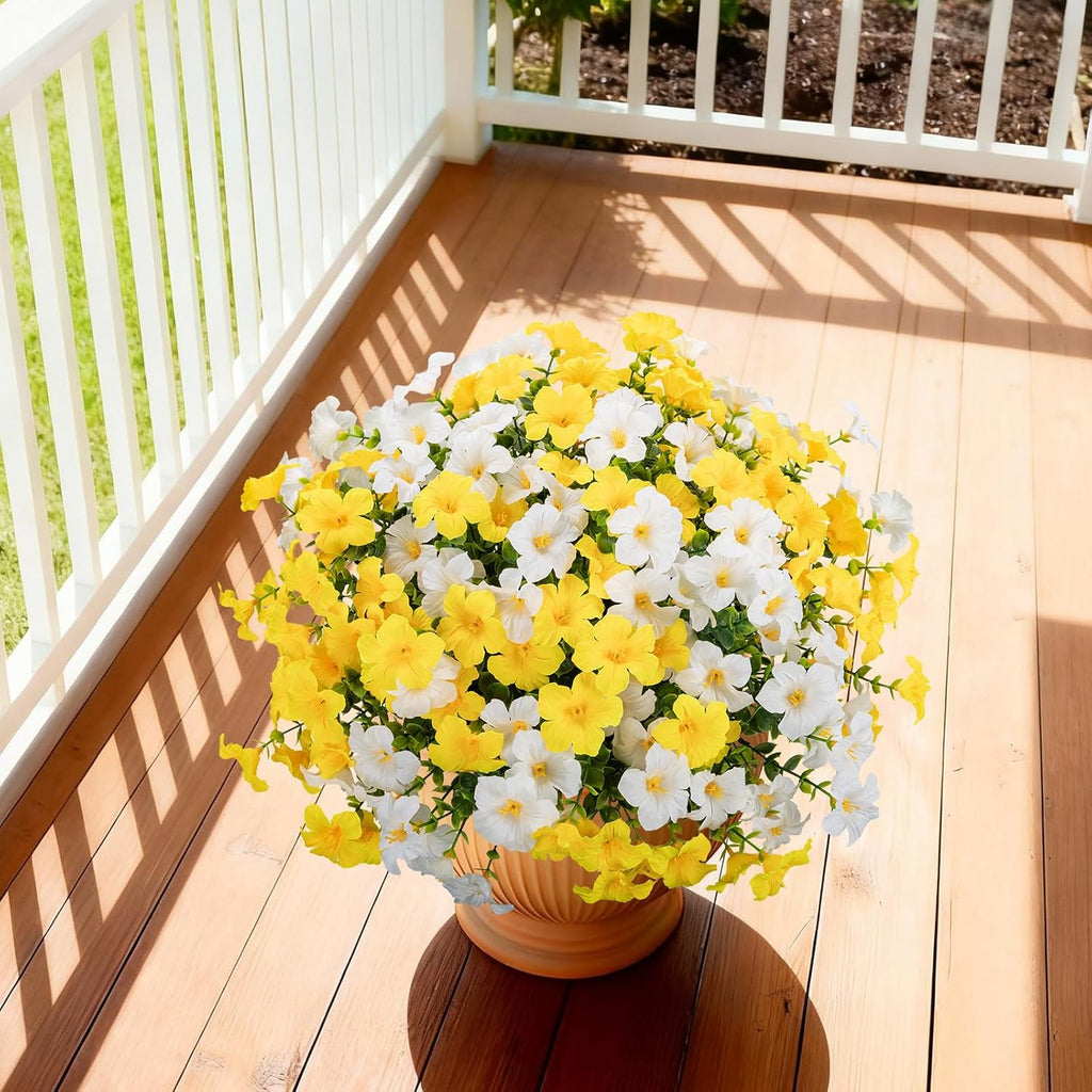 12 Bundles Artificial Flowers for Outdoors UV Resistant Fake Morning Glory