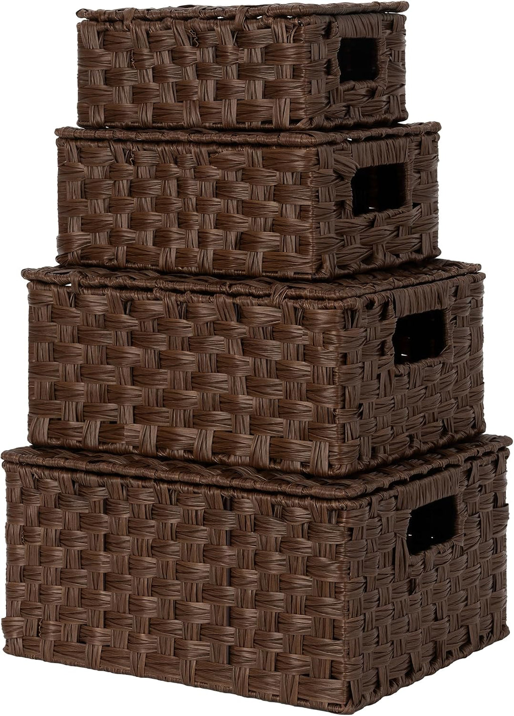 GRANNY SAYS Wicker Basket with Lid, Decorative Storage Baskets for Shelves