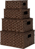 GRANNY SAYS Wicker Basket with Lid, Decorative Storage Baskets for Shelves