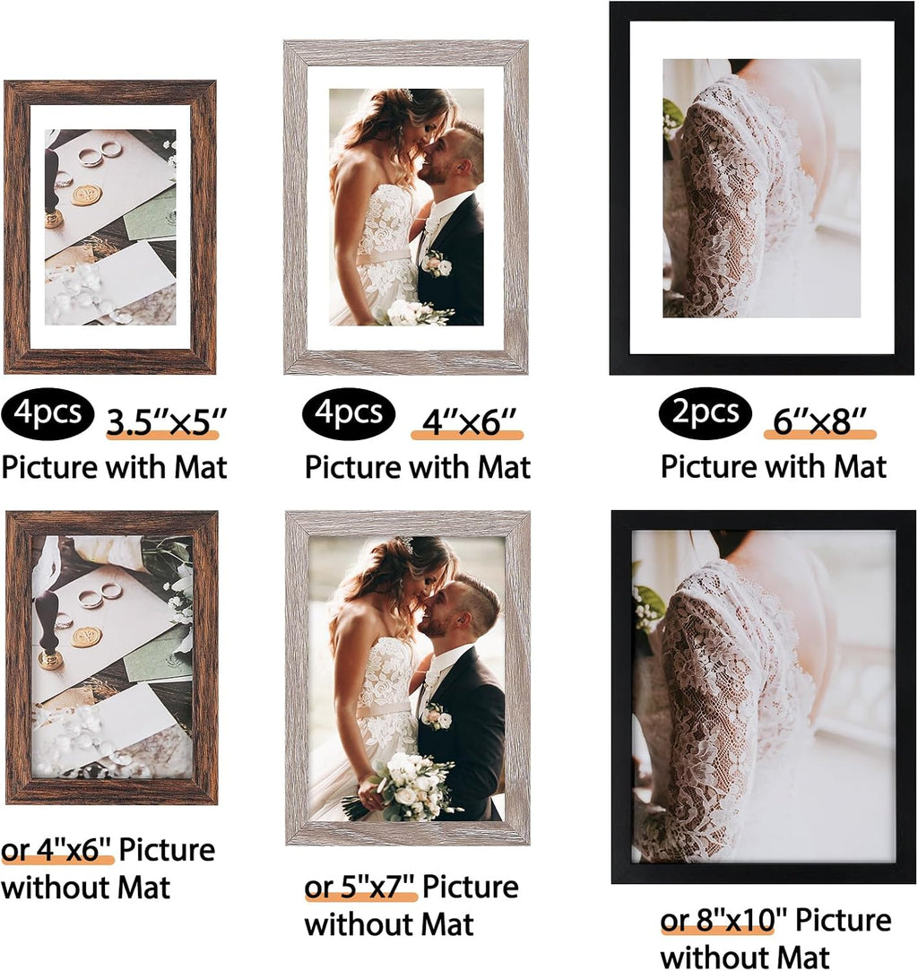 Fixwal Collage Picture Frames Set, 10 Pack, MDF, Multicolor, 8x10, 5x7, 4x6