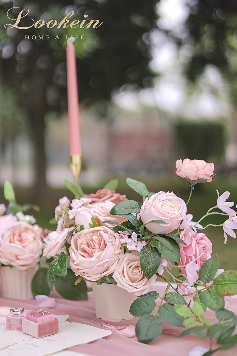 Lookein Artificial Flowers Combo Box for DIY Wedding Bouquets, Centerpieces, Arrangements, Party & Home Decor - Silk and Foam Flowers with Stems, Belle Blush