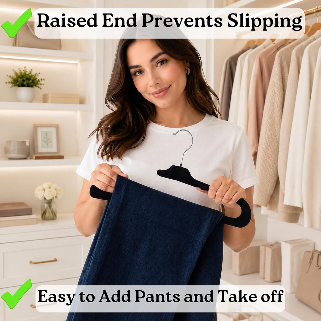 ZAKUTO Velvet Pants Hangers 50 Pack, Open Ended, Short Neck, Jean Hangers