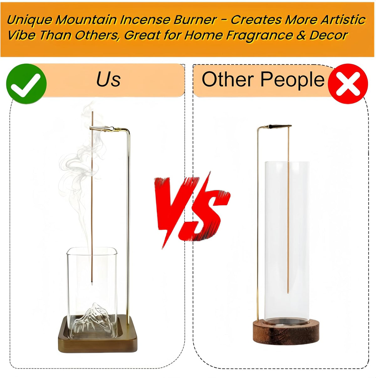 Bamboo-Wood Incense Holder for Sticks, Anti-Ash Flying Burner with 40 Incense Sticks & Removable Glass Ash Catcher, Home Decor for Meditation Yoga Spa (1)