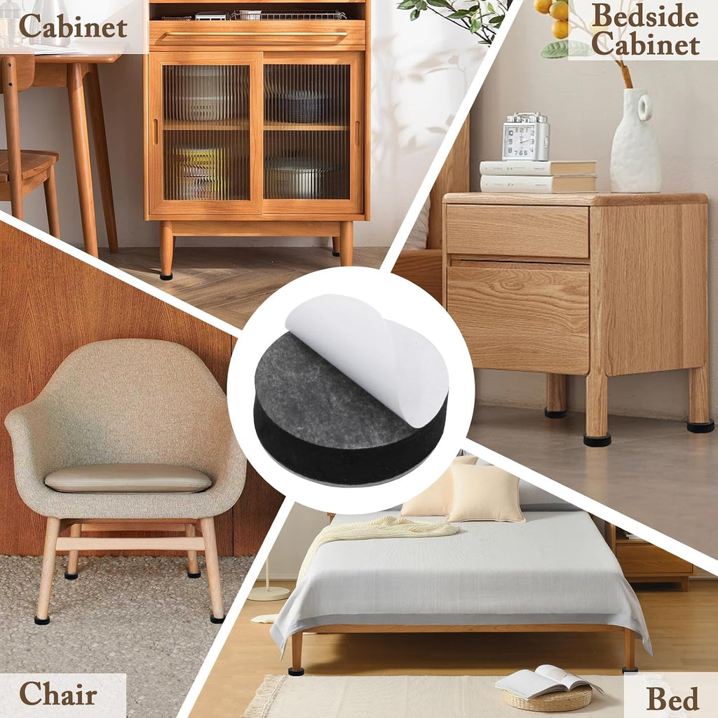 Self-Adhesive Furniture Risers 12Pcs, Round Adds 1/2" Height Black