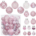 33PCS Pink Christmas Ball Ornaments Set for Xmas Tree Decorations