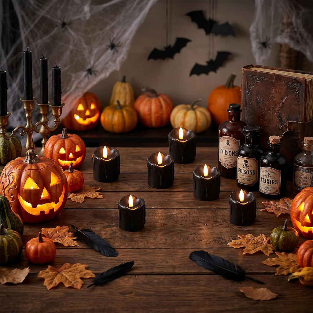 Black Flameless Votive Candles Battery Operated with Remote Timer