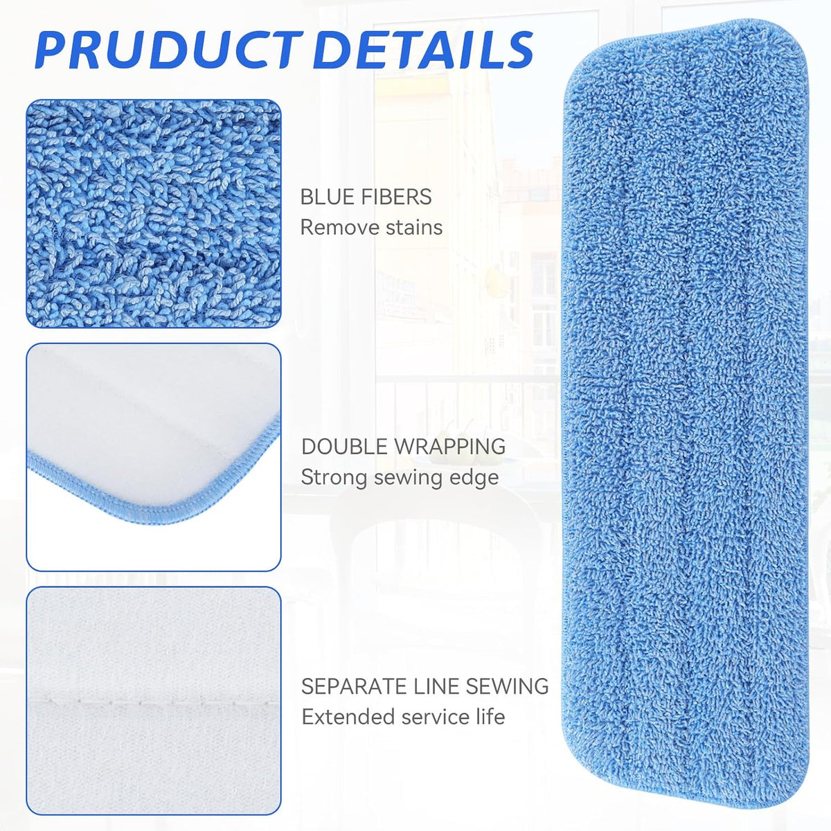 Replacement Microfiber Pad Fit for Rubbermaid Commercial 18 Inch and 17 Inch Mop - 10 Pack Wet & Dry Commercial Cleaning Reusable Refills Fit for Any Microfiber Flat Mop 18" 17" - Trapezium