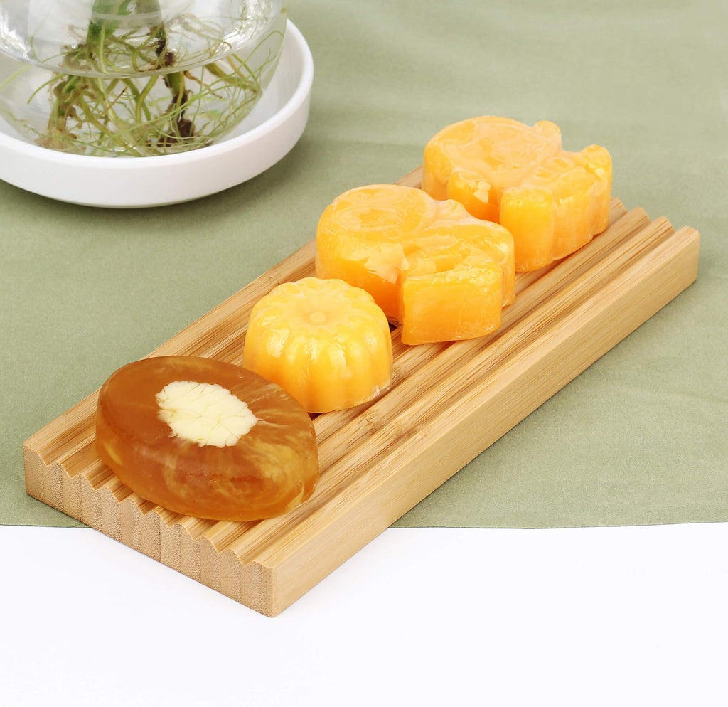 Bamboo Soap Dish, Bar Soap Holder for Shower Bathroom, Kitchen, Wooden Tray for Soap