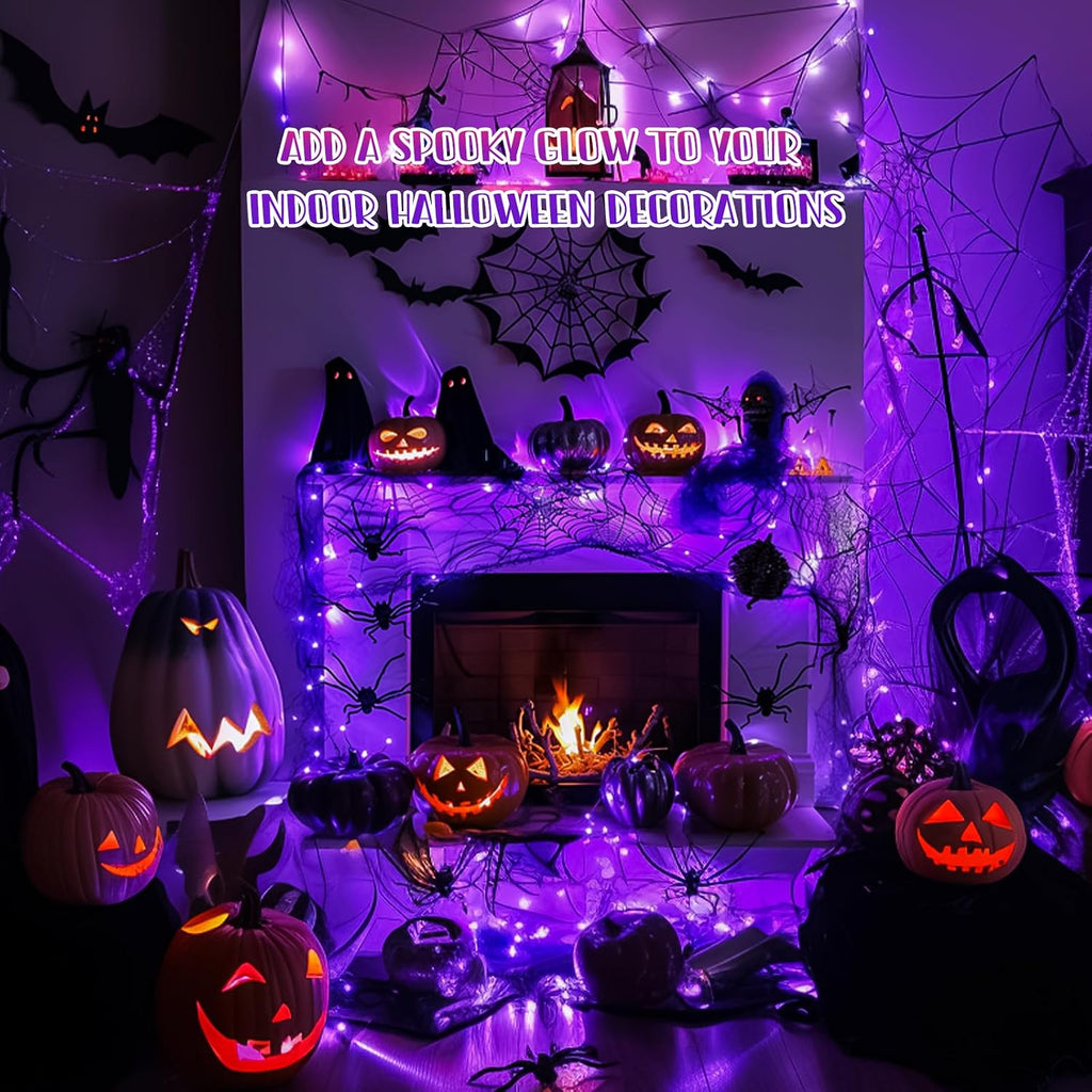 JMEXSUSS 50 LED Purple Halloween Lights, Battery Operated Fairy Lights
