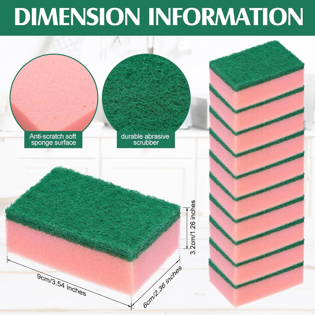 Patelai 100 Pcs 100 Pcs Heavy Duty Sponges Bulk Dish Sponges, Pink