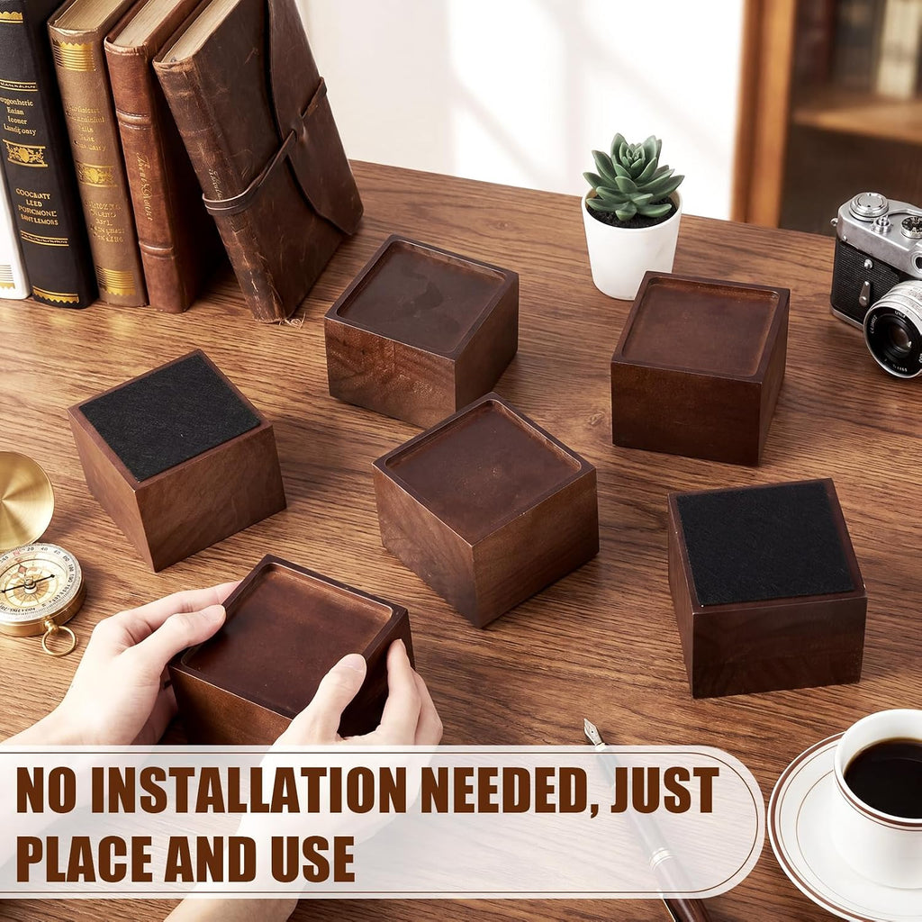 4 Pcs 3"Solid Wood Bed Furniture Riser Vintage Color Couch Lifter