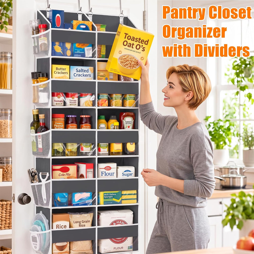UVIAHOMI Heavy Duty Over Door Organizer 5 Tiers, 10 Front & 10 Mesh Pockets