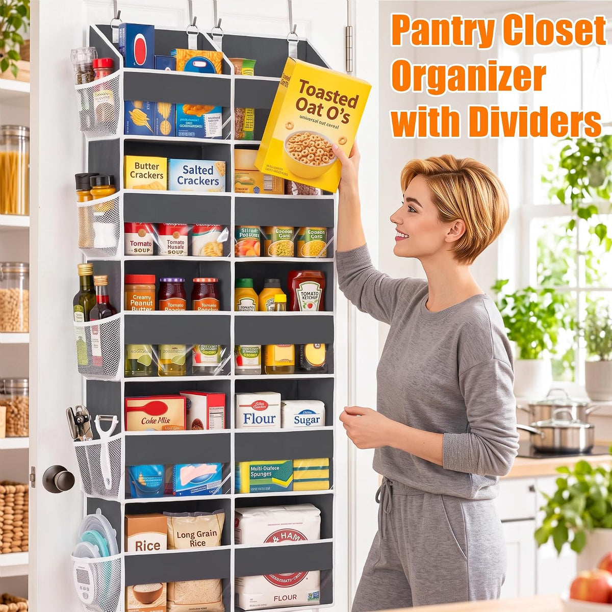 UVIAHOMI Heavy Duty Over Door Organizer 5 Tiers, 10 Front & 10 Mesh Pockets