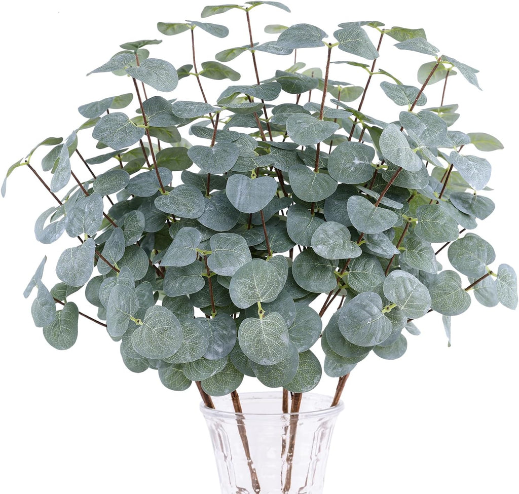 5Pcs Artificial Eucalyptus Stems Faux Greenery Silver Dollars Eucalyptus
