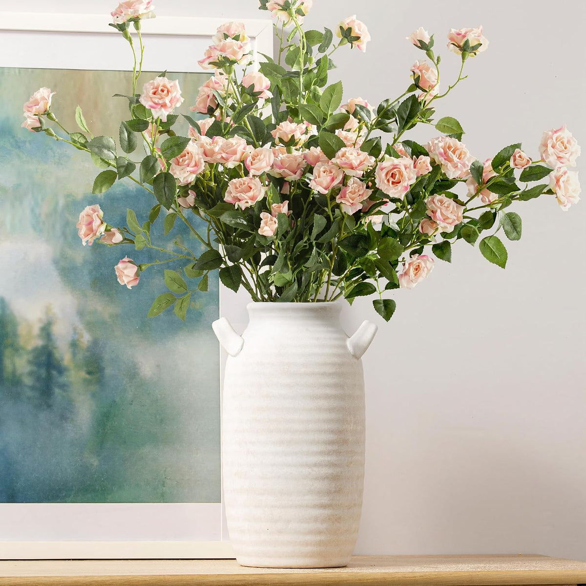 Vanselia Ceramic Flower Vase Home Decor Living Room Table Vase (12" Rustic)