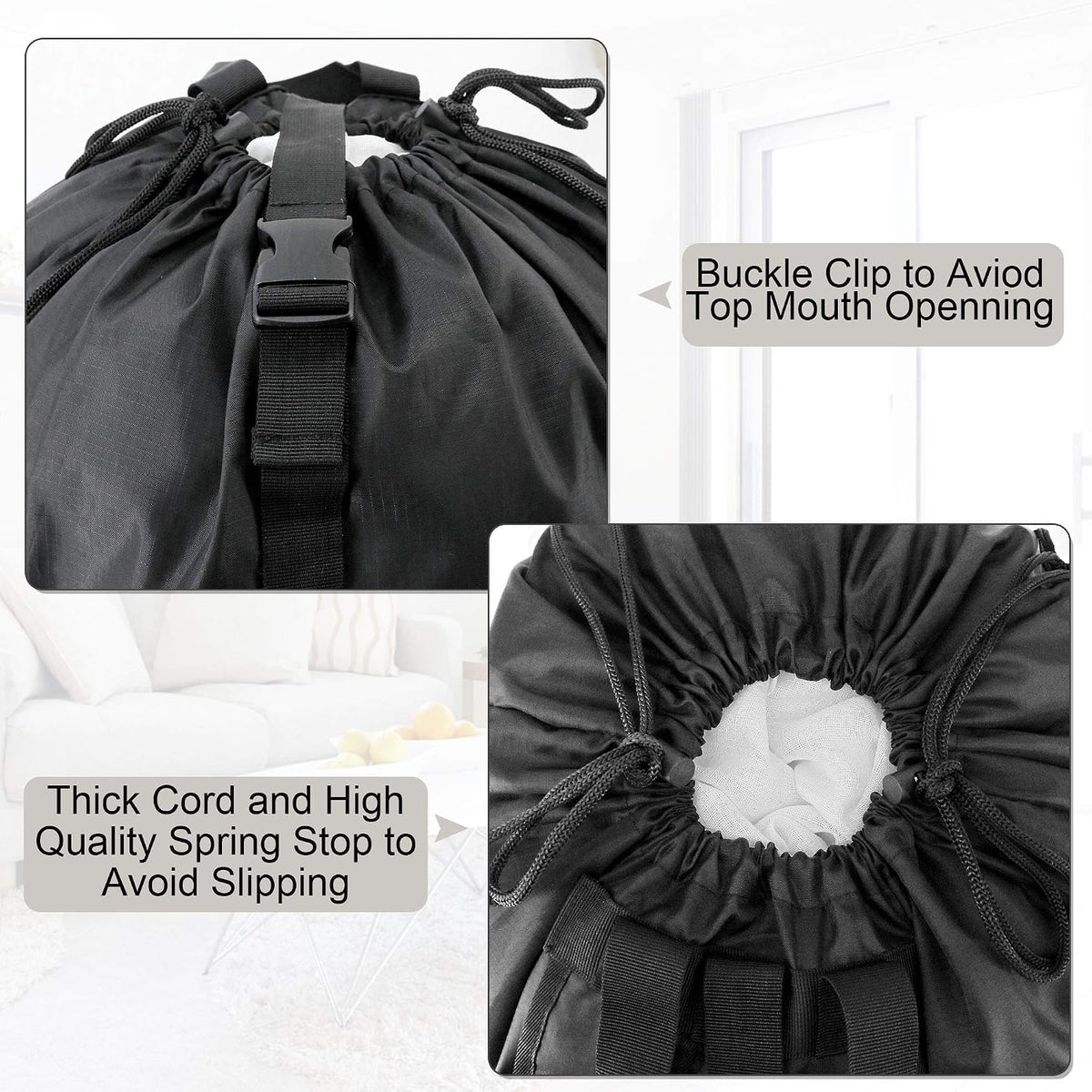 BeeGreen Laundry Bag Backpack w Adjustable Shoulder Straps College Dorm Essentials w Drawstring Closure for Travel Camp Heavy Duty Laundry Hamper Backpack Portable w Handle Xlarge Black