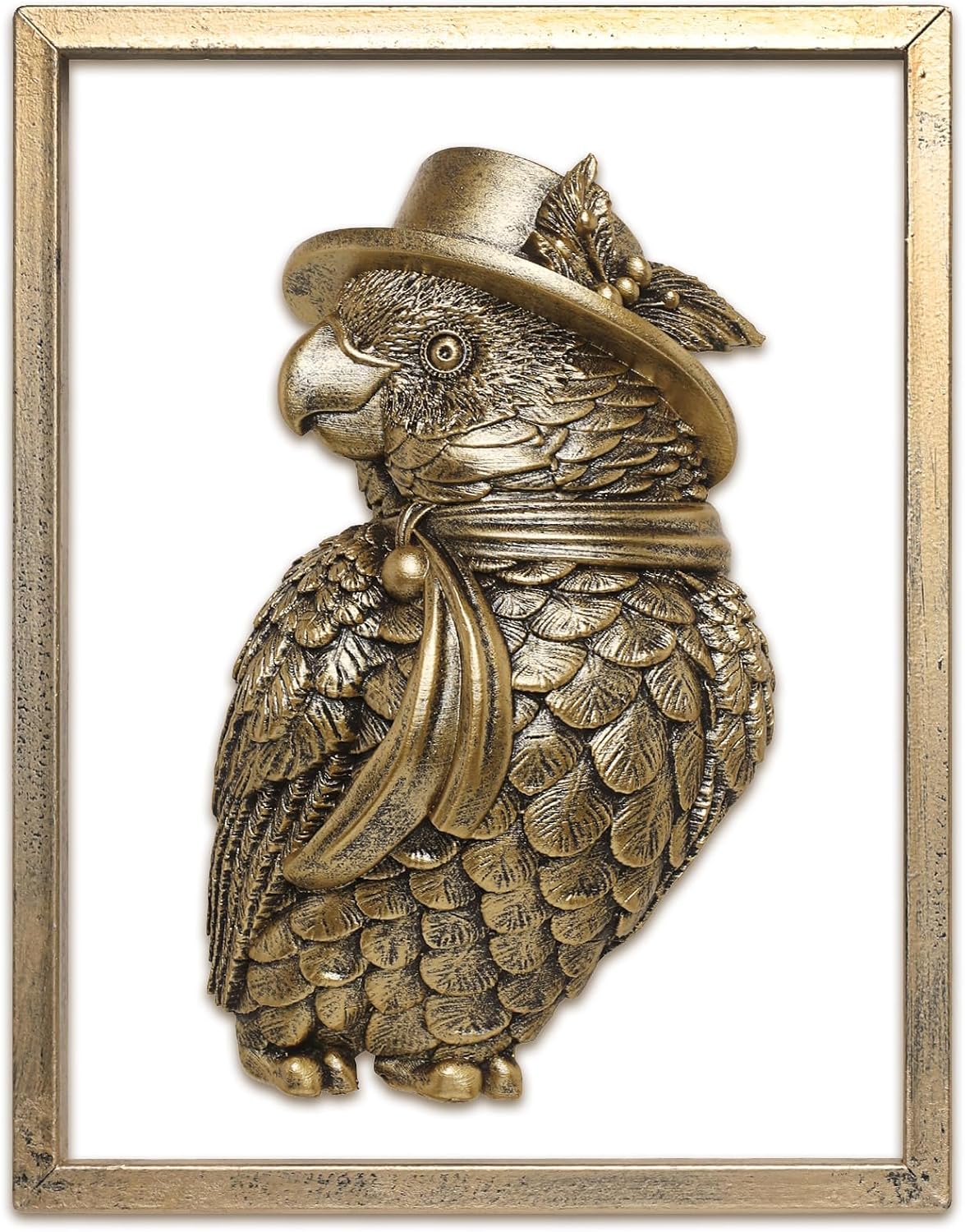 Vintage Gold Macaw Resin Animal Heads Wall Decor - Exquisite Polly Wall Hanging Sculptures for Living Room, Bedroom, Office - Handmade Home Art Decor(Parrot)