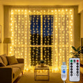 Curtain String Lights 300LED 9.8x9.8FT, Warm White, IP44, 9.8FT Lead