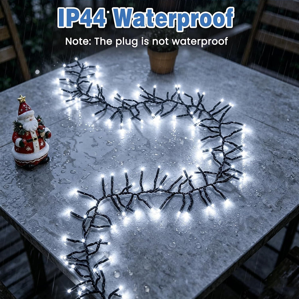 Christmas Cluster Lights 50 FT 1000 LED Firecracker String Light Cool White