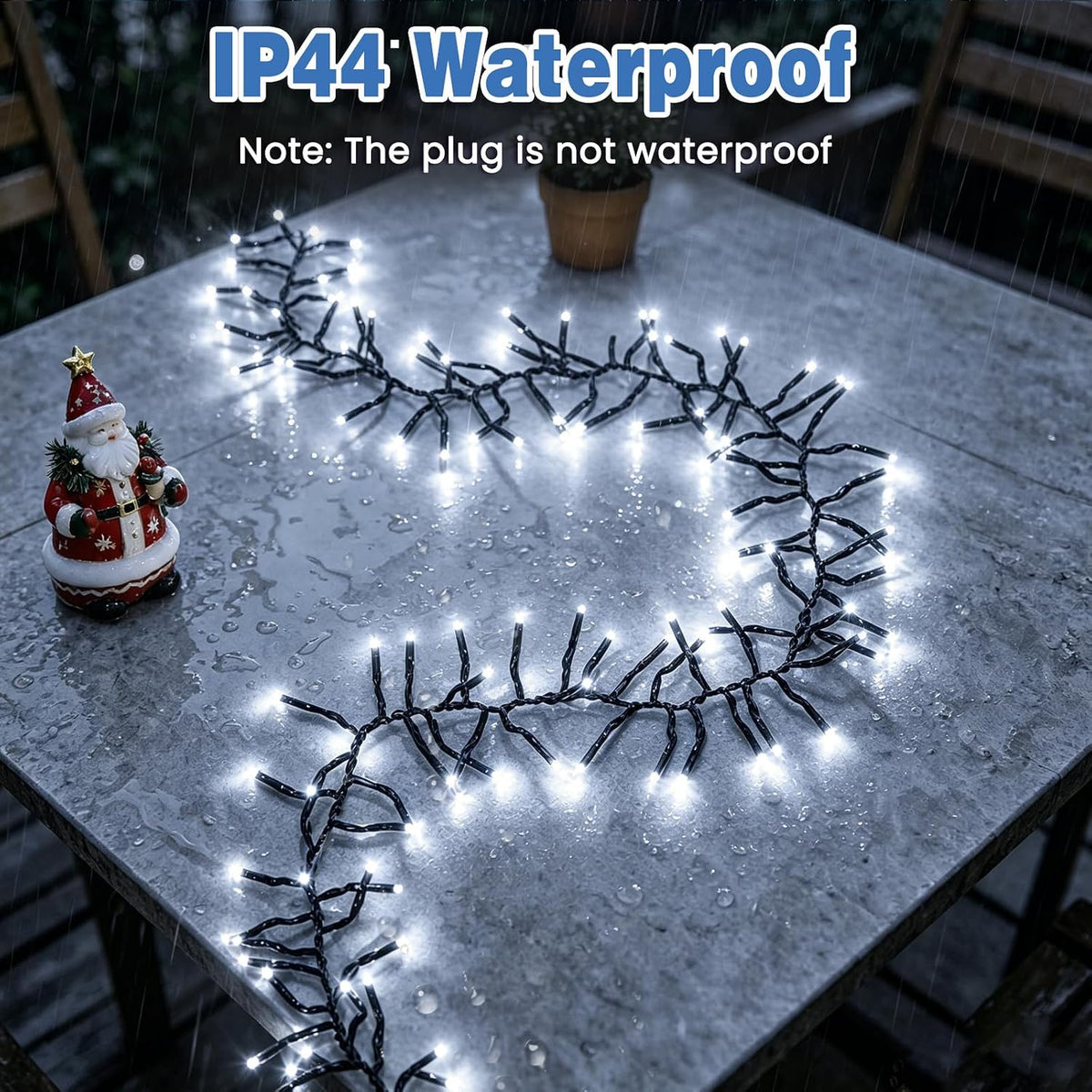 Christmas Cluster Lights 50 FT 1000 LED Firecracker String Light Cool White