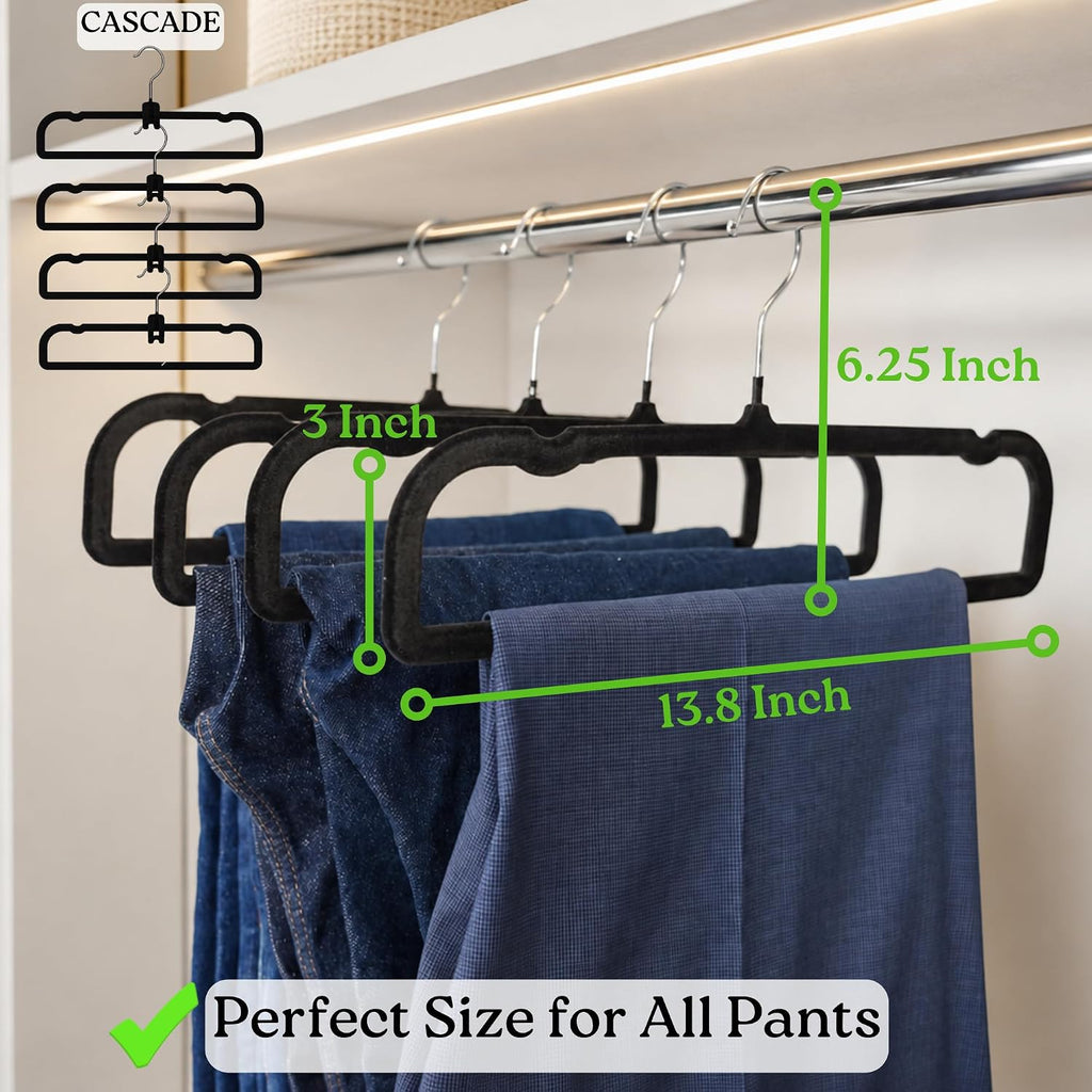 ZAKUTO Velvet Pants Hangers 50 Pack – Non-Slip Space Saving with 20 Hooks
