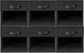 Storage Cubes with Clear Window, 11" Storage Bins, Foldable Cube Storage Box, Fabric Closet Organizers with Handles for Home, Office, Shelf, Closets, Living Room, Black, 6 Pack