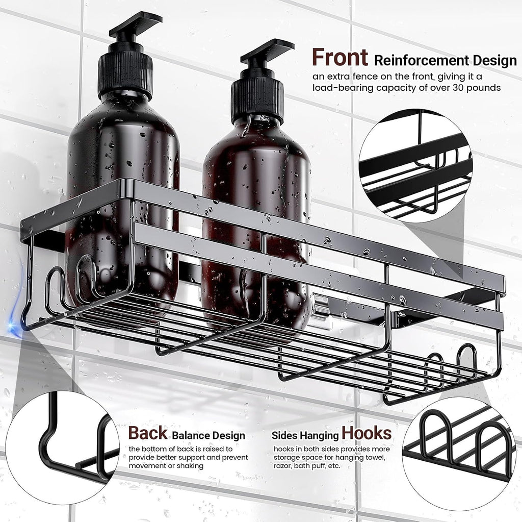 WOWBOX 4 Pack Adhesive Shower Caddies, No Drill Bathroom Shelves, Large