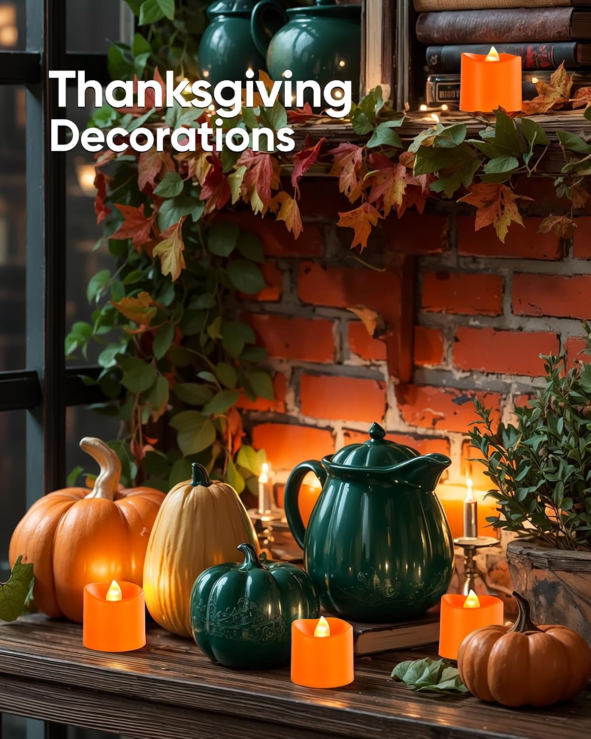 Homemory Orange Flameless LED Votive Tealight Candles & Timer Remote,24Pack