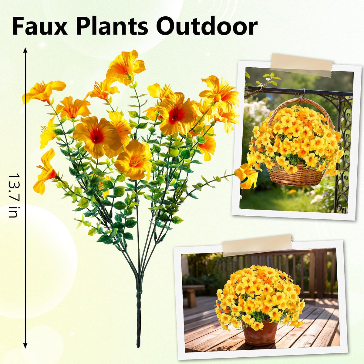 10pcs UV Resistant Faux Petunia Outdoor Flowers,Orange
