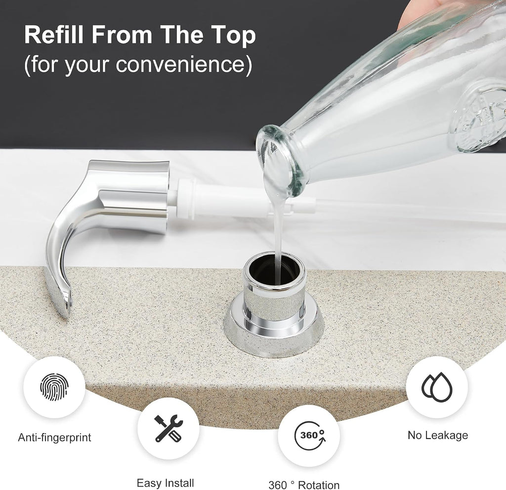 GAGALIFE Kitchen Sink Soap Dispenser with 17 Ounce Large Bottle, G080C