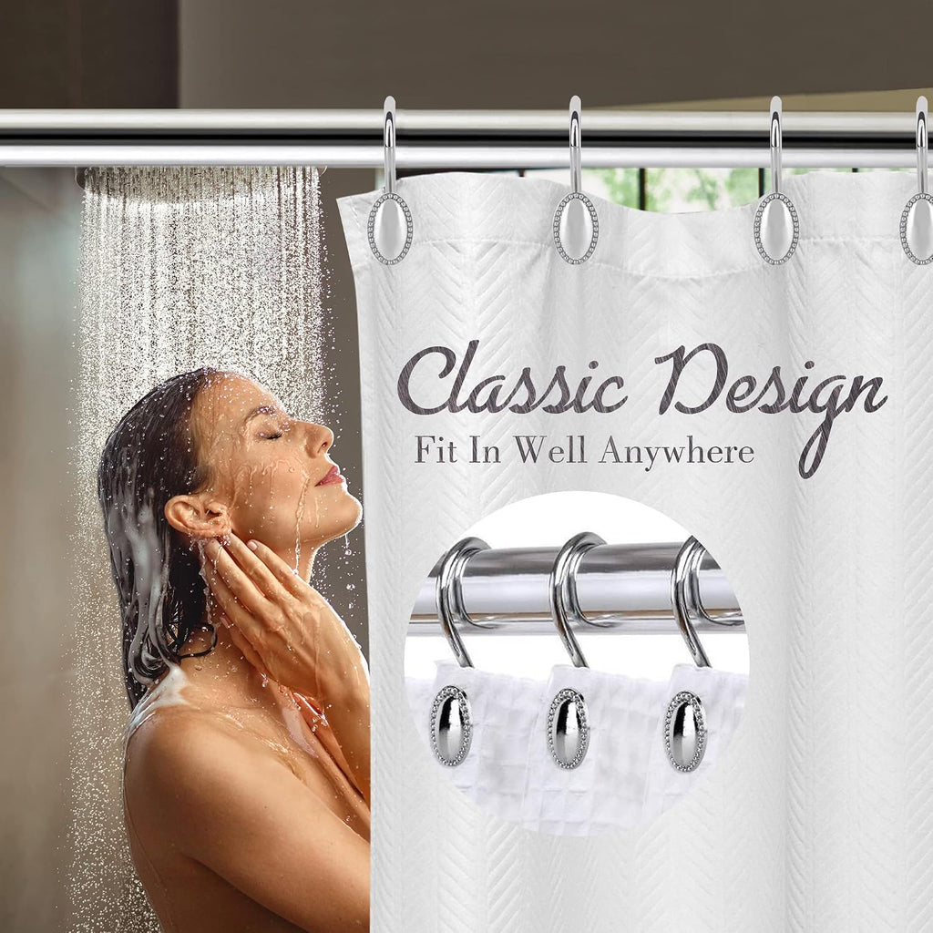 Chrome Shower Curtain Hooks, Anti-Rust Zinc Alloy Bathroom Rings