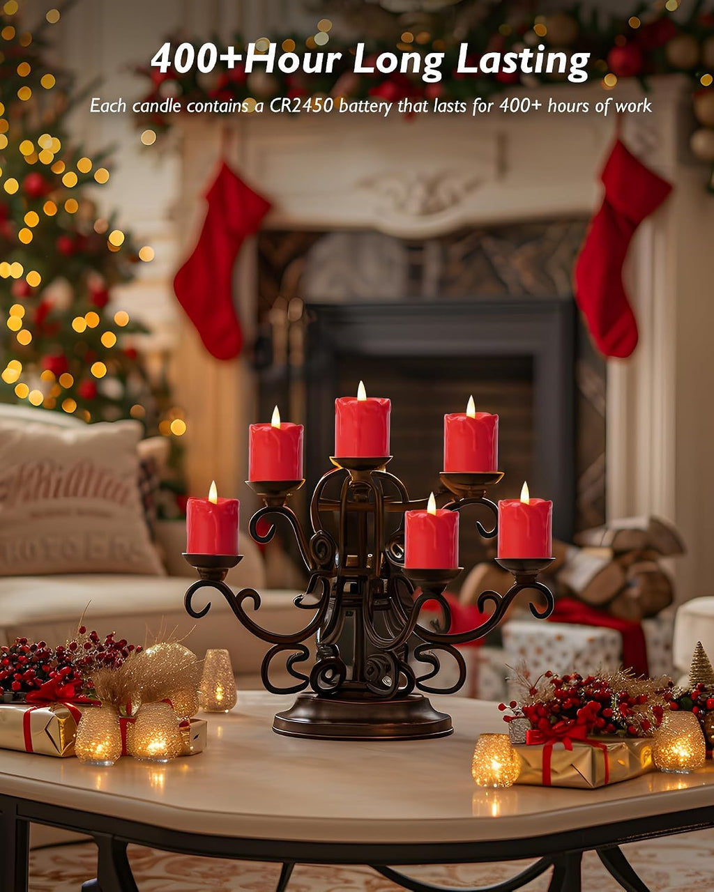 Homemory 2"x 2" Red 6 Hour Timer Flameless Votive Candles, 6 Pack