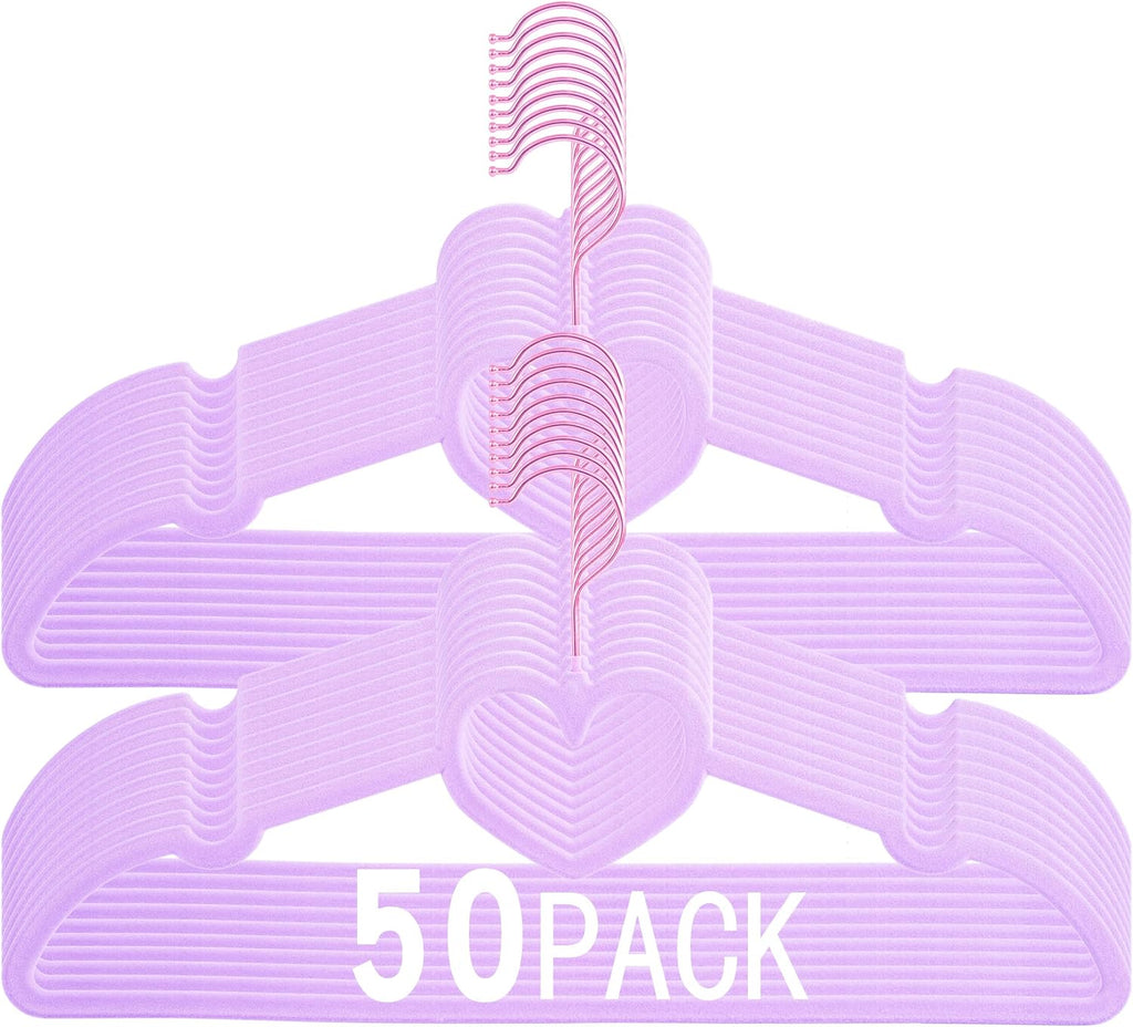 Velvet Hangers 50 Pack,16 Inch Non Slip Adult Hanger(Light Purple)