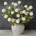 VIERENA 12 Pcs 27" Artificial Pompon Mum Silk Flower Stems for Vase (Cream)