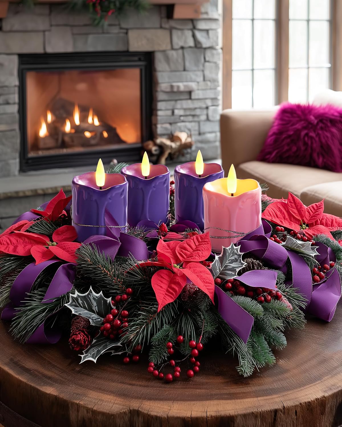 Homemory 2"x 2" Purple & Pink 6 Hour Timer Flameless Votive Candles, 6 Pack