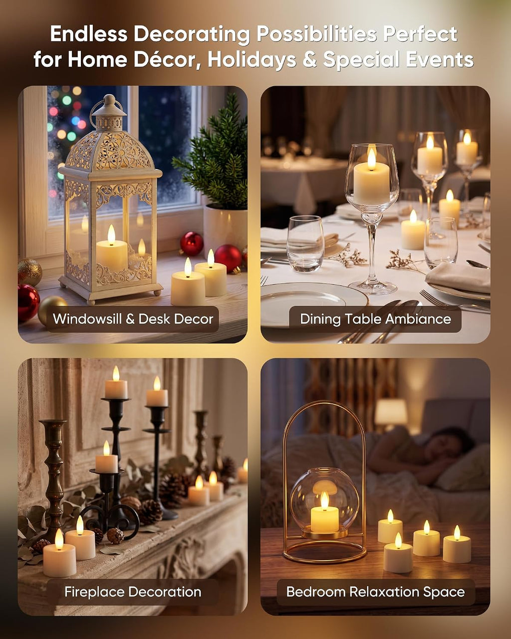 BEICHI 6Pack Rechargeable Tea Lights with Remote Timer,White Charging Base