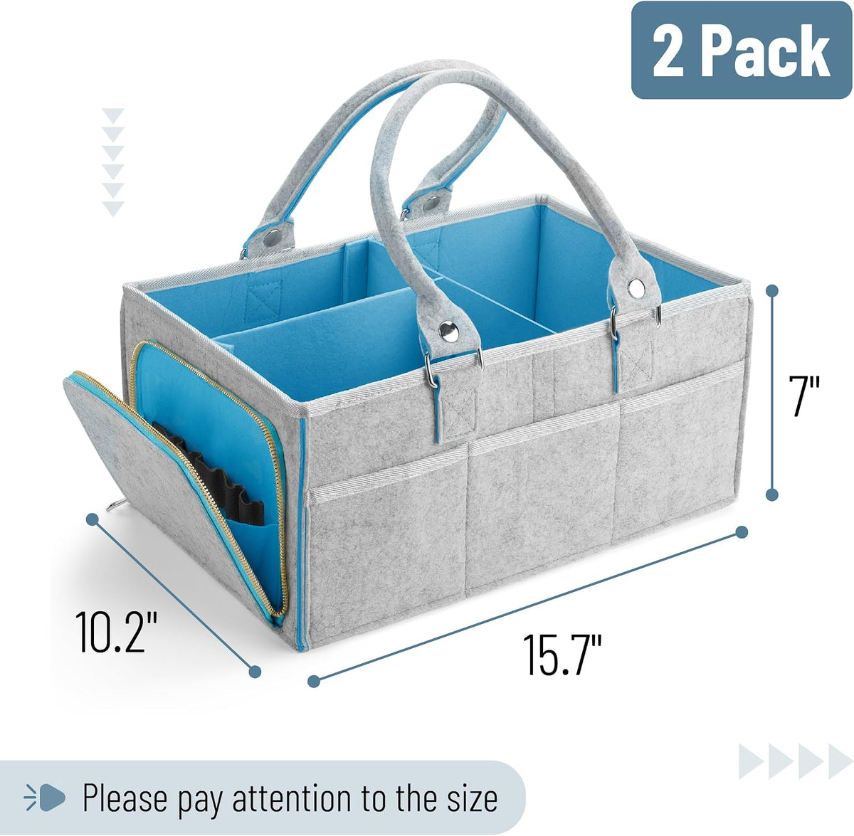 Mr. Pen- Large Baby Diaper Caddy Organizer, 2 Pack, Blue Inside