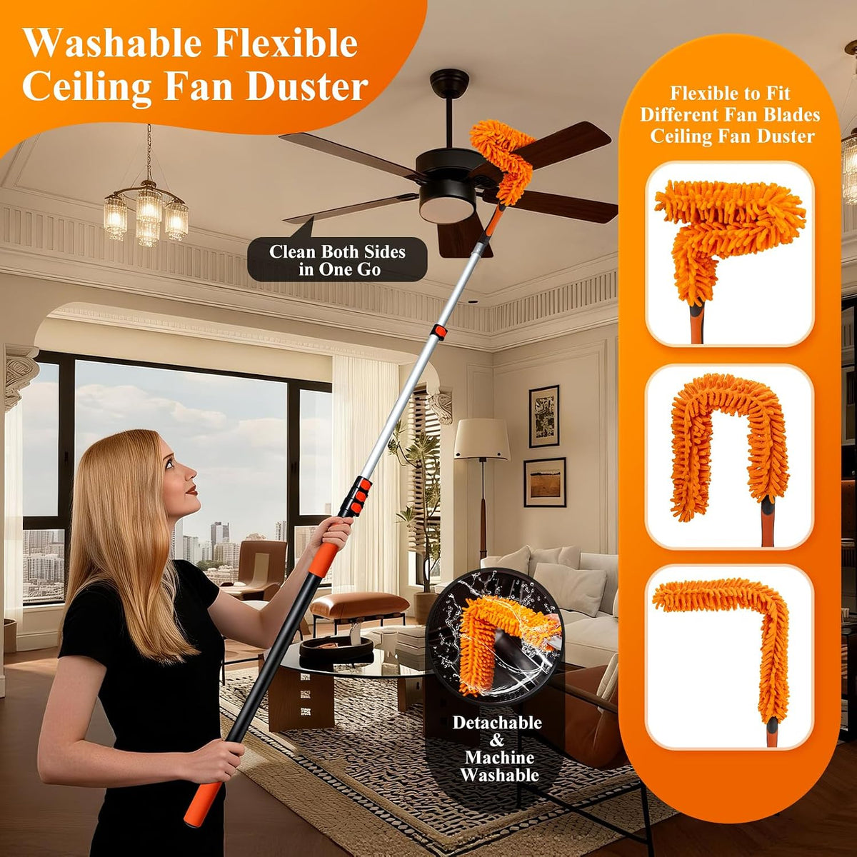 26ft High Reach Duster Kit with 5-20ft Extra Long Extension Pole