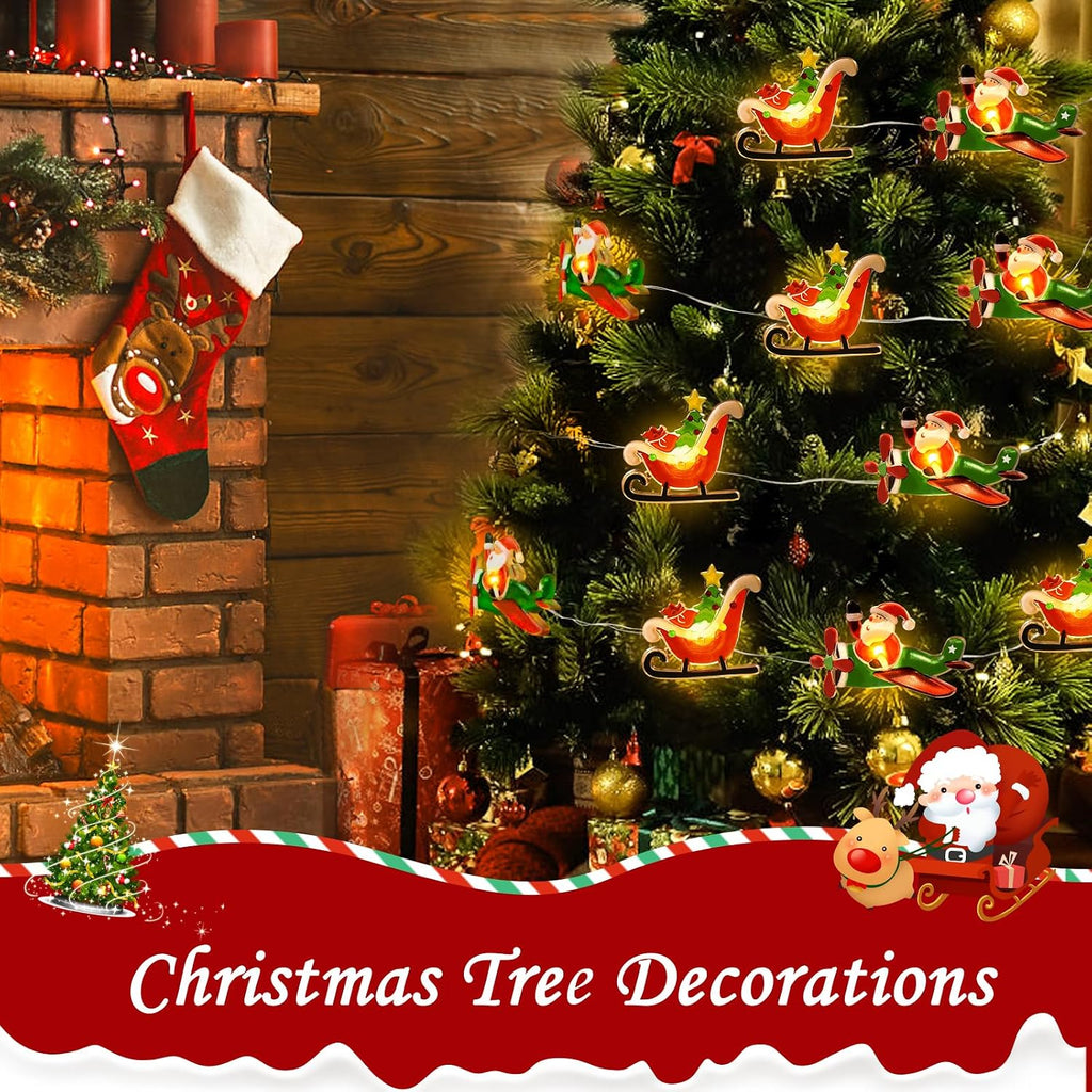 Coquimbo Christmas Lights Indoor Decorations, 10FT 30 LED Santa Claus Sleigh Christmas Tree String Lights Fairy Lights for Home Decor Xmas Tree Indoor Outdoor Holiday Party Decorations