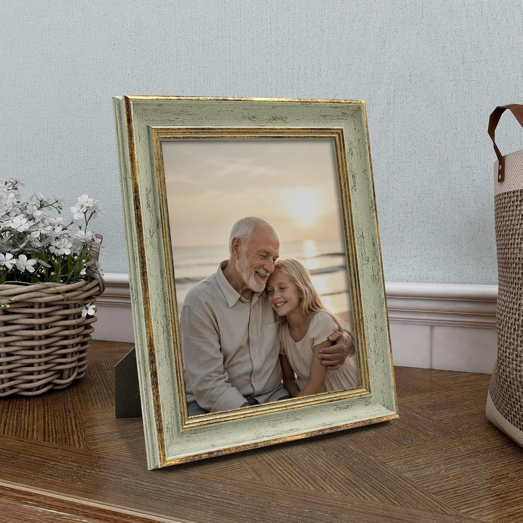 Sapowerntus Vintage 8x10 Picture Frame Gold Line Sage Green Photo Frames