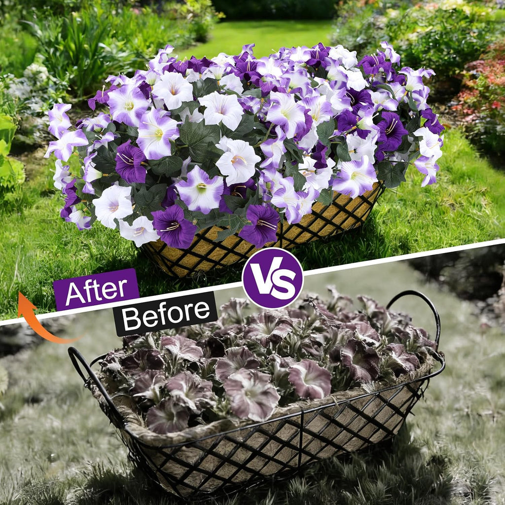 Geegoods Artificial Petunias Flowers for Outdoors, 4 Bundles UV Resistant
