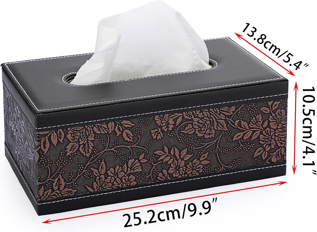Sumnacon Tissue Box Cover Rectangule Leather Tissue Box with Magnetic Bottom,Stylish PU Tissue Box Holder for Bathroom Toilet Bedroom Living Room Desk Table Office Car (Pack of 2)