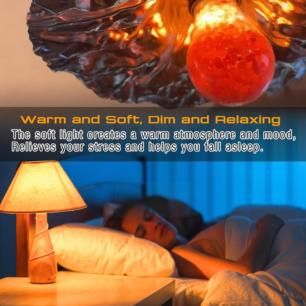 Dimmable Himalayan Salt Lamp Light Bulbs,A60 Amber Light Bulb 2200K, 2Pack