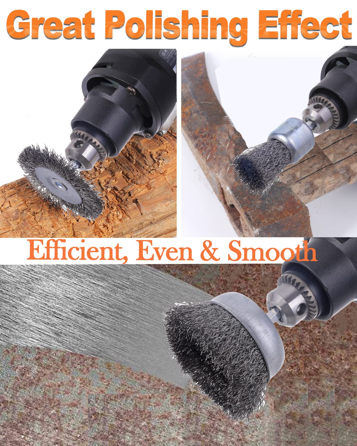 Rocaris 40 Pack Carbon Steel Wire Wheel Brush with 1/4-Inch Hex Shank