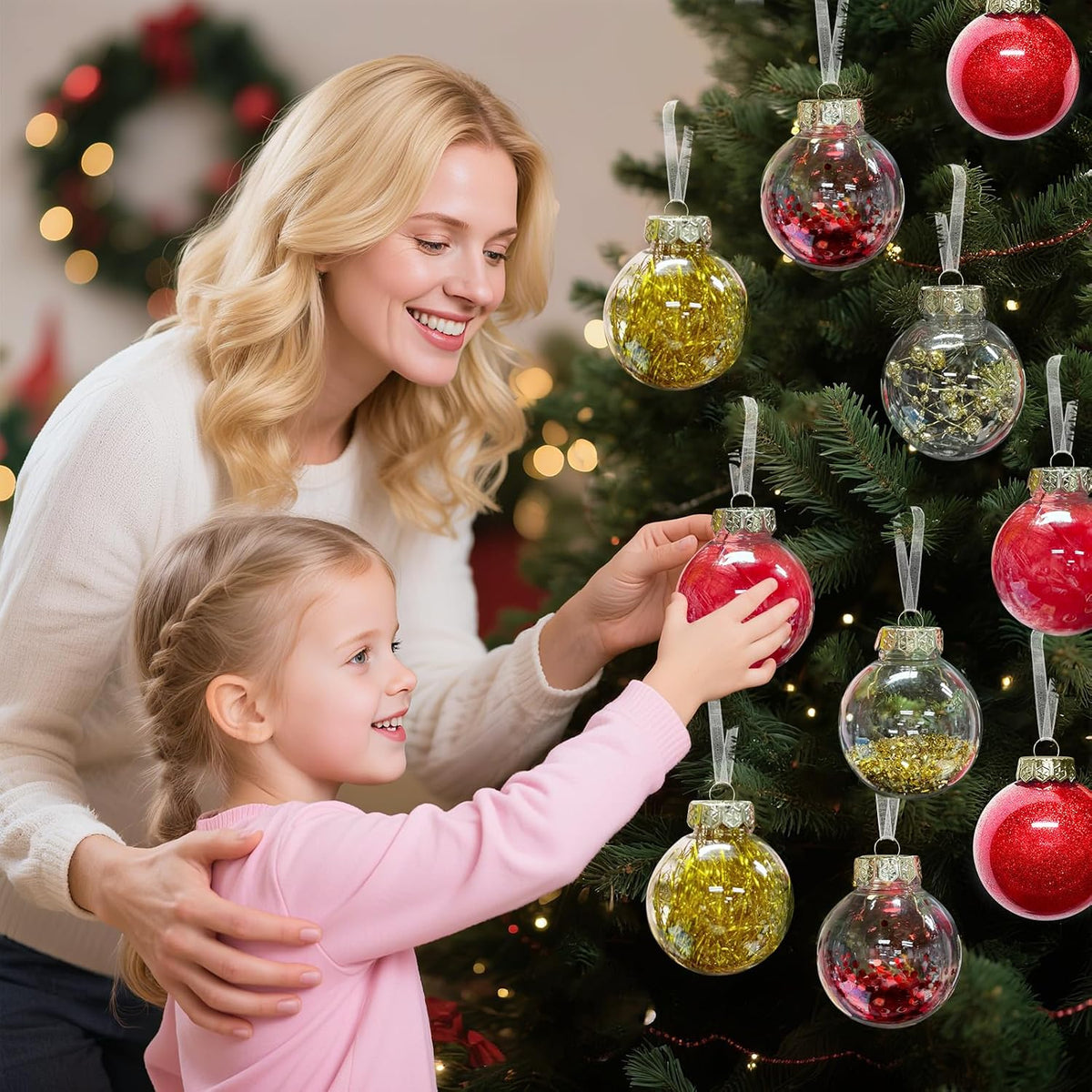 16 Piece Christmas Ball Ornaments Set, Clear Unbreakable Tree Decor