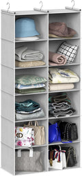 Simple Houseware 6 Shelf Double-Wide Hanging Closet Organizer, Gray