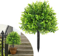 RECUTMS Artificial Eucalyptus Topiary Ball Tree with Ground Spike 1Pc 22In