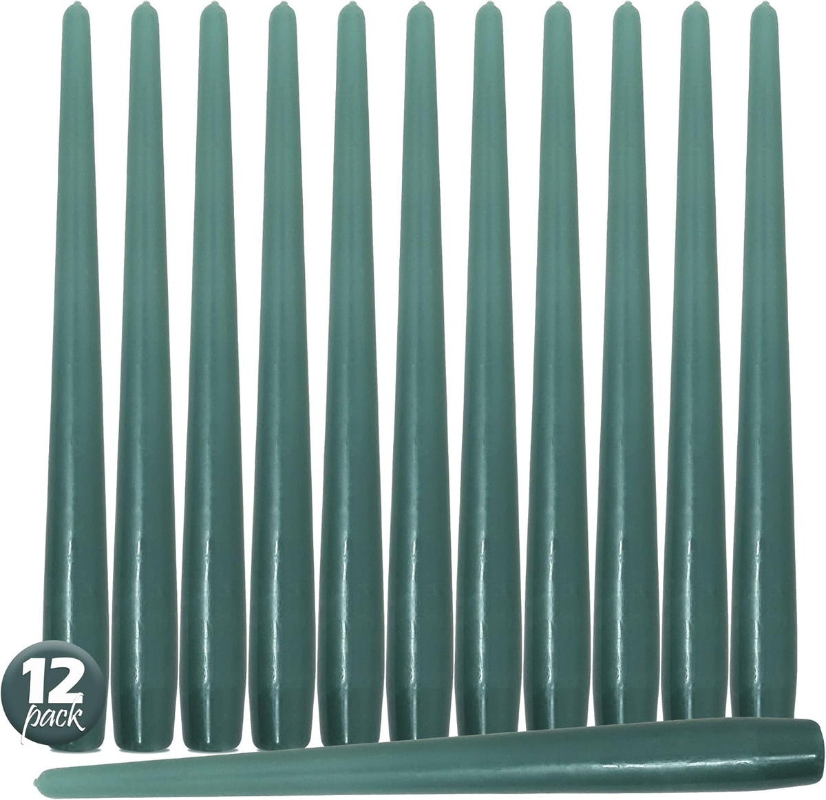 Hyoola Tall Taper Candles - 12 Inch Sage Green Unscented Dripless Taper Candles - 10 Hour Burn Time - 12 Pack