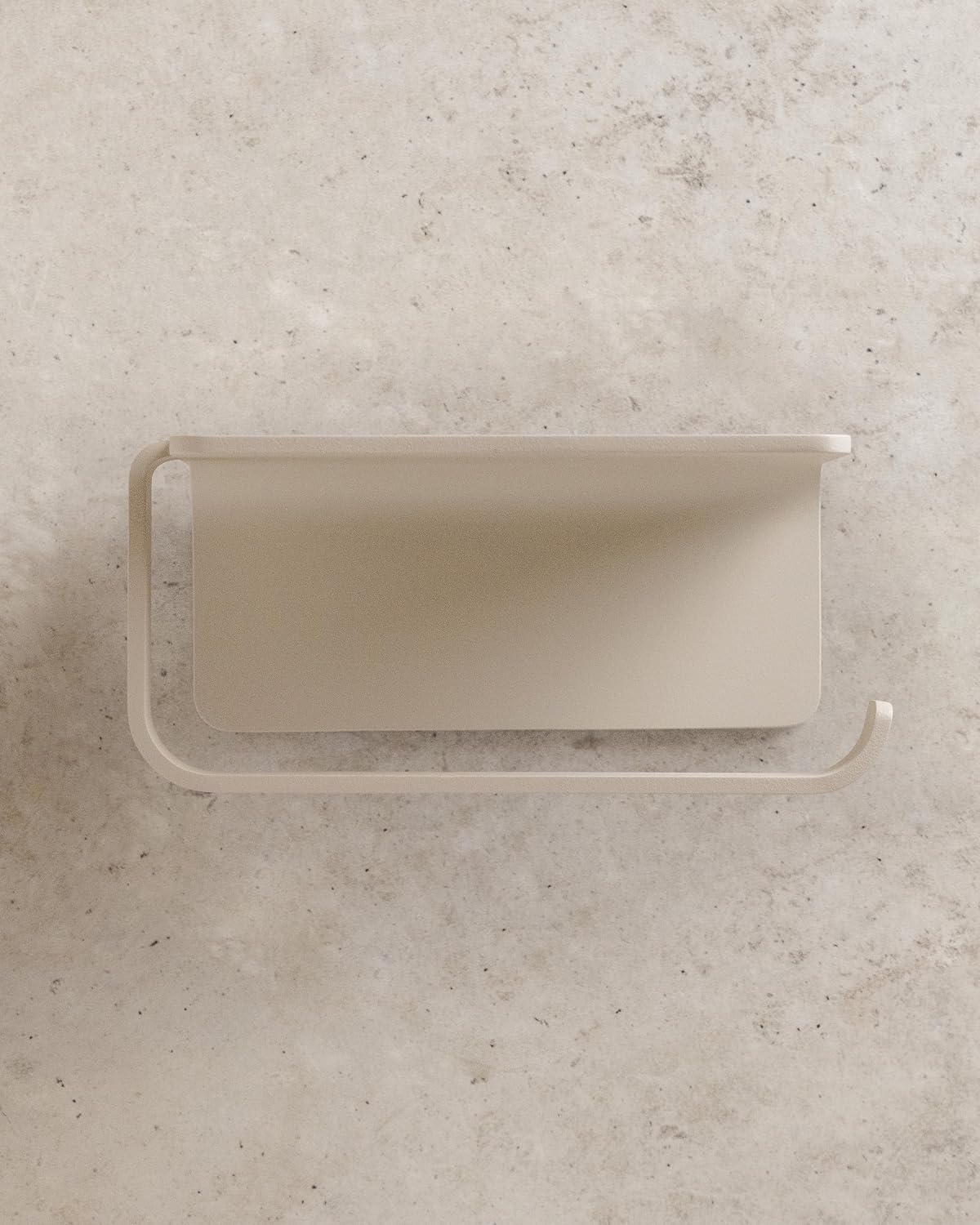 KAZAI. Toilet Paper Holder Wall Mount No Drill | Adhesive Toilet Paper Holder with Shelf | Bathroom Tissue Holder | Metal Toilet Paper Roll Dispenser | Sand Taupe